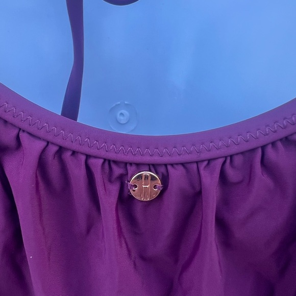 Burgundy Asymmetrical Ruffled Bodysuit Swimwear Women’s size Small - Picture 9 of 14